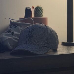 Psycho Bunny Gray Herringbone Cap